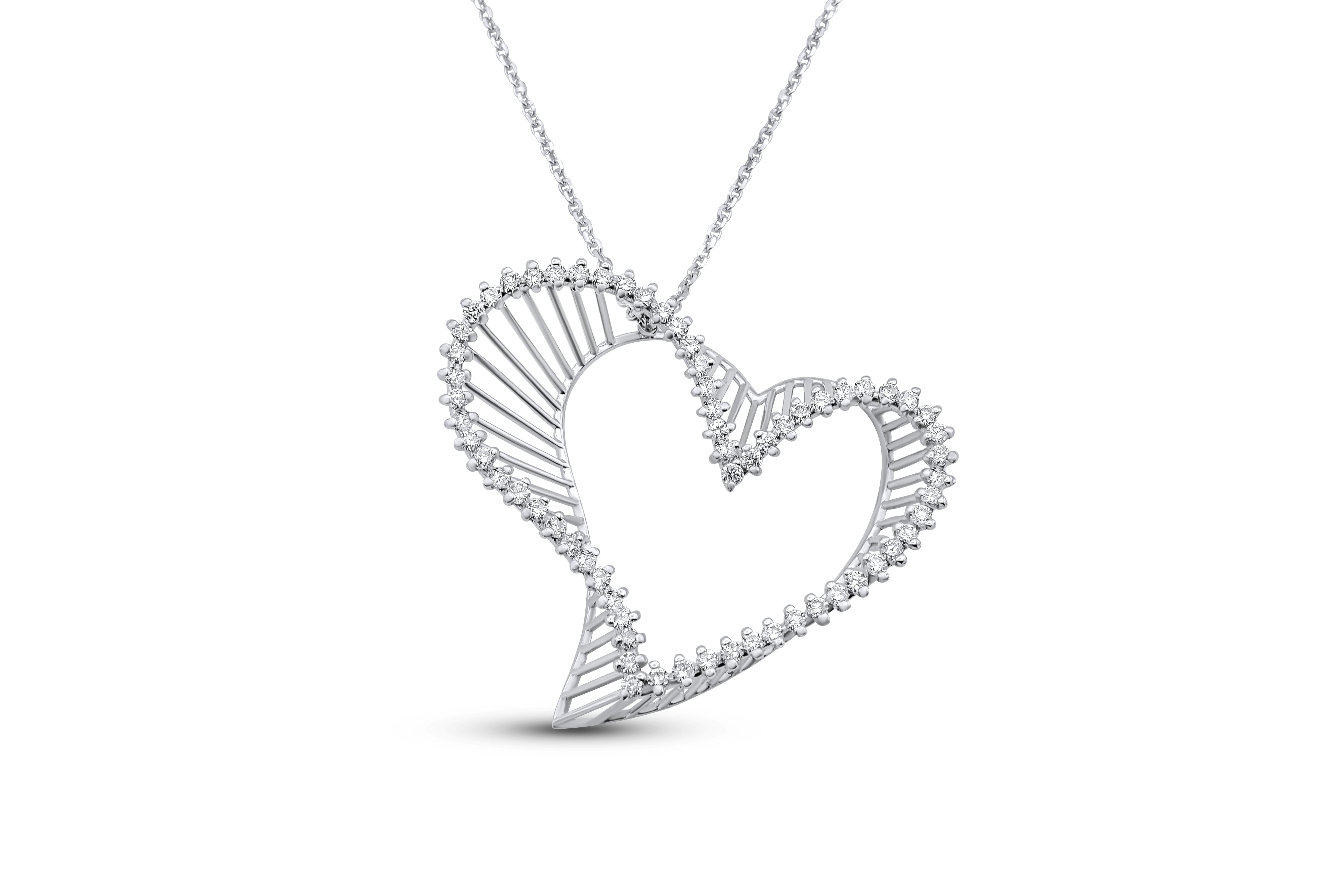 14K White Gold Heart Diamond Pendant 0.63ct – Elegant Creations Inc