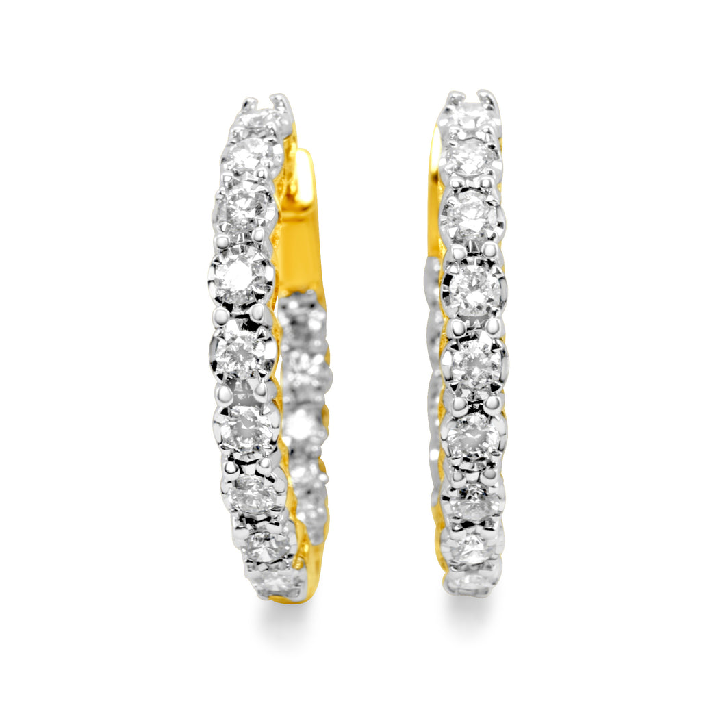 0.36 ctw Diamond Hoop Earrings in 14k Yellow Gold